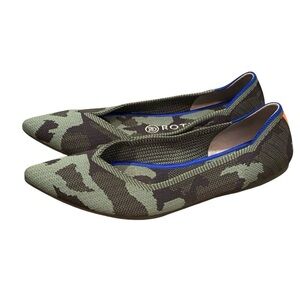 Rothys Shoes Womens Green Slip On Olive Camo Pointed Toe Flat Shoes